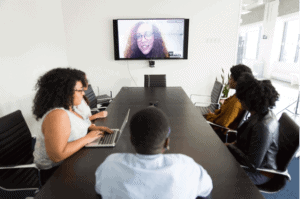 hybrid meeting people